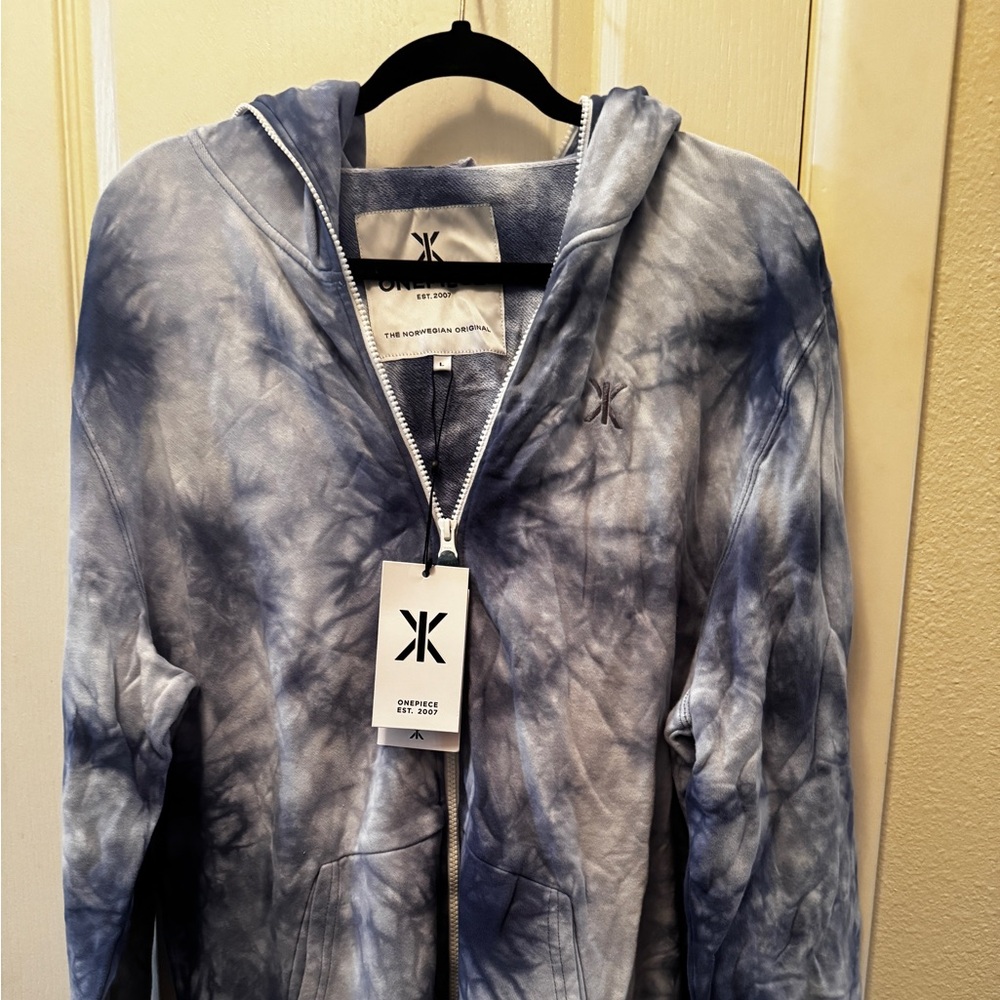Onepiece Blue Tie-Dye Zip-Up Jacket
